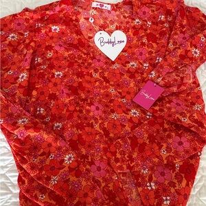 New with tags BuddyLove Red Floral Blouse
